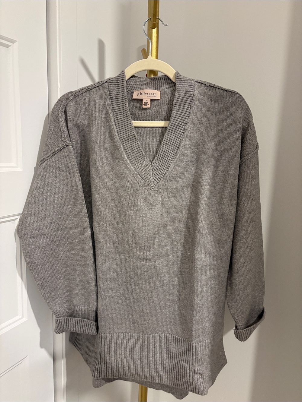 Philosophy Grey V-Neck Sweater